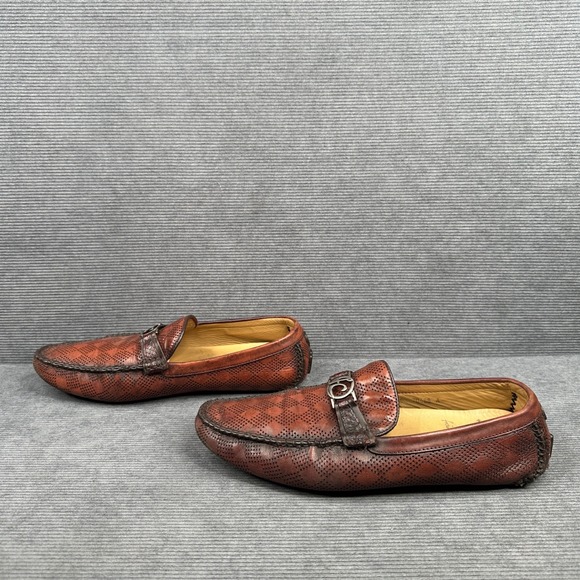 Franco Cuadra Perforated Leather Driving Loafers Cognac Brown Exotic Trim main image 11